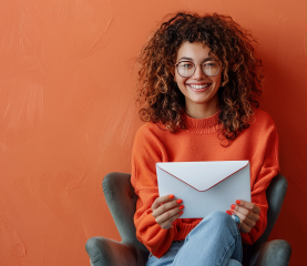 Person holding an envelope representing easy-to-use email marketing for customer engagement