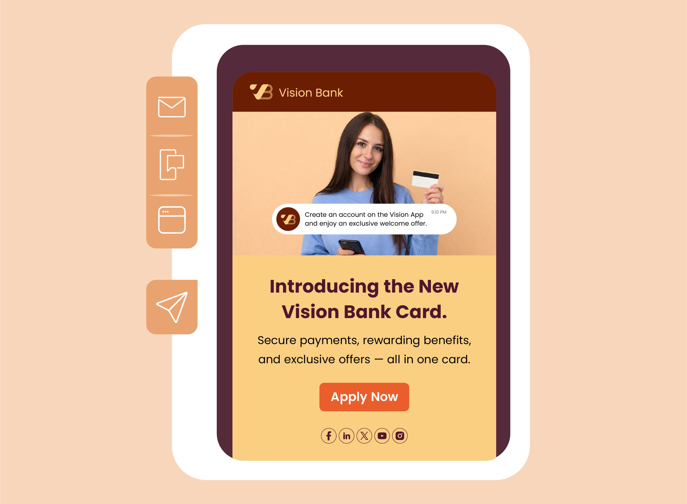 Vision Bank credit card email campaign banner