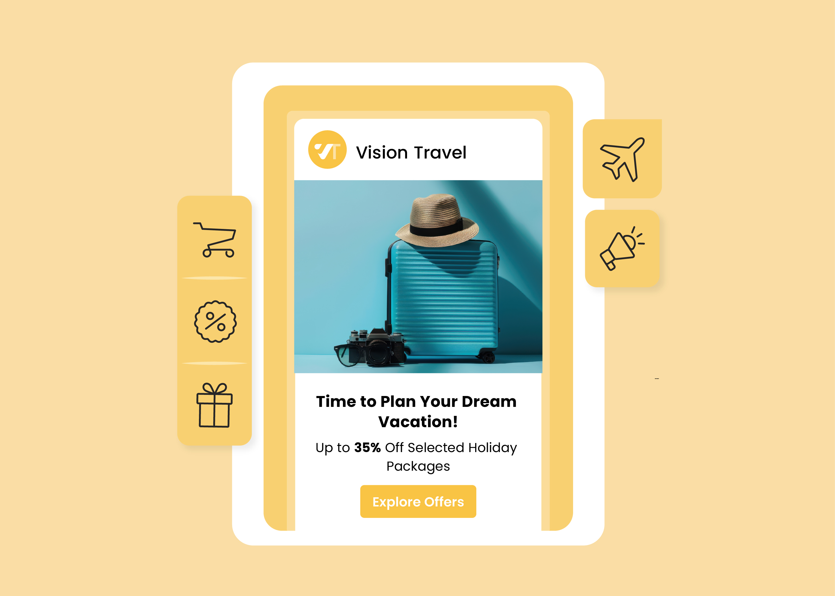 Email campaign created in Marketing Star showing a Vision Travel holiday promotion