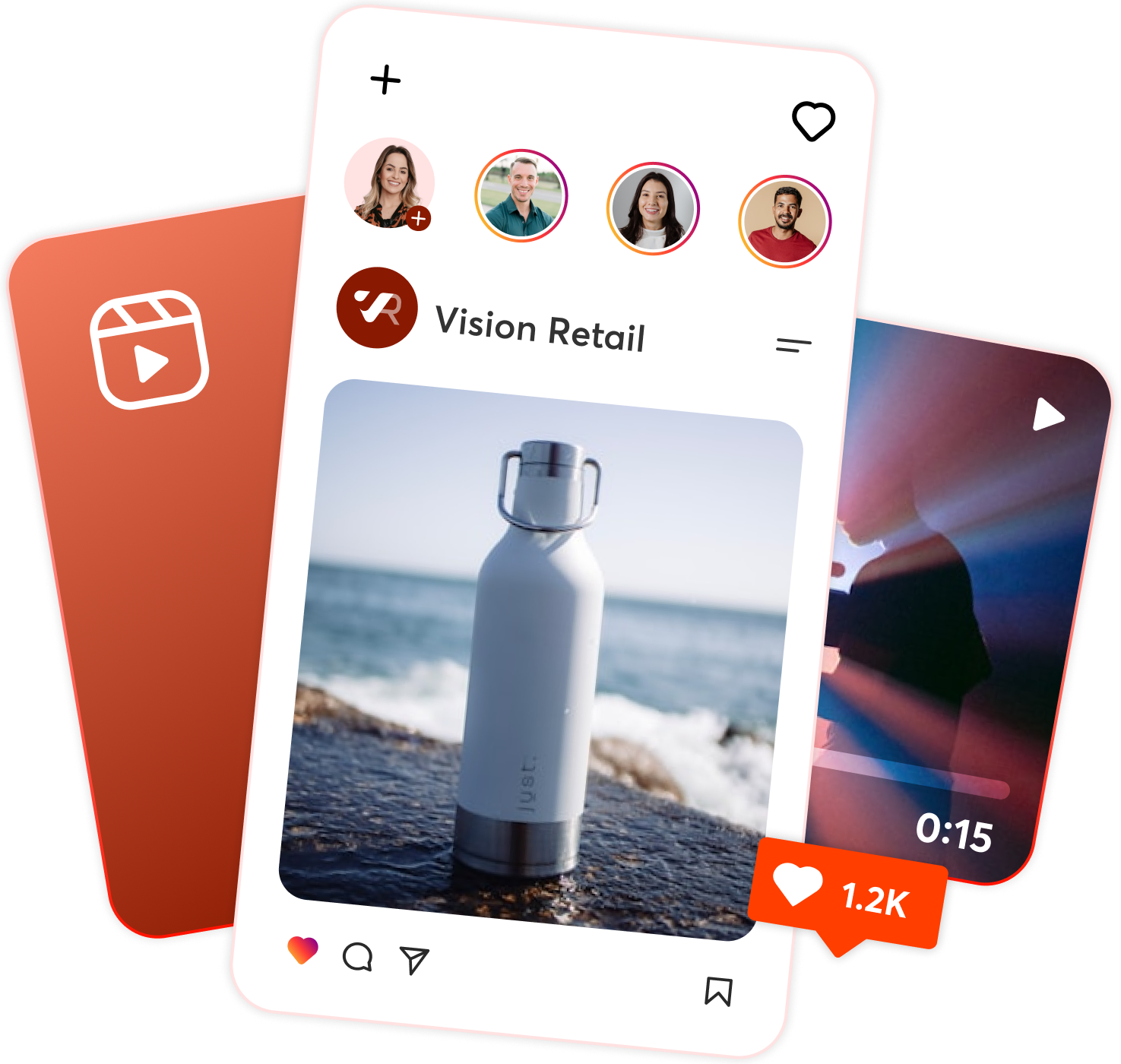 Social media post and Reel previews featuring a product advertisement